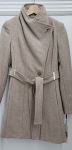 Calvin Klein assymtrical collar wool coat